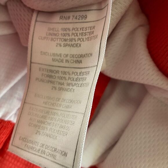 Reebok Hooded Warm Up Track Jacket Peach Multicolor Zip Up Coat Toddler Size 4T - Picture 9 of 11